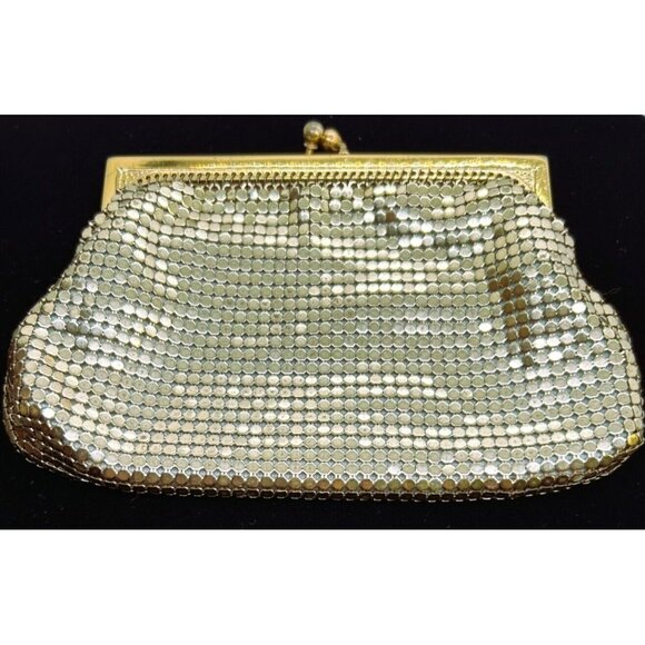 Whiting & Davis Purse Gold Mesh Evening Bag 3.5 in X 5.5 in Made in USA Vintage - Picture 2 of 16